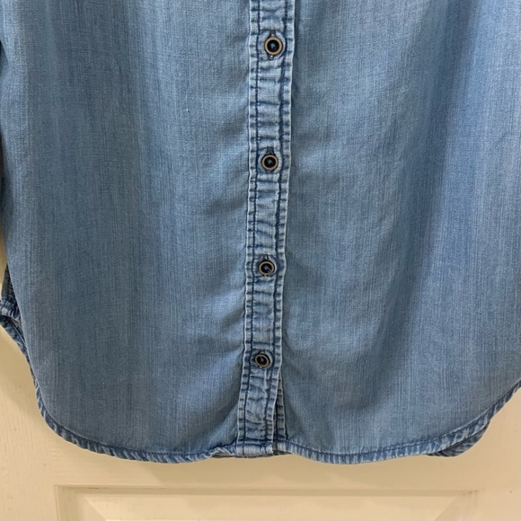 Forever 21 Button Front Chambray Light Wash Mini Shirt Dress Tunic Women’s S - Picture 9 of 13